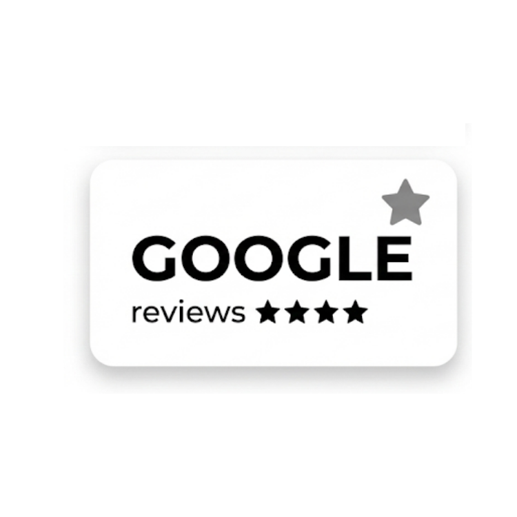 Google reviews logo with four stars on a white background