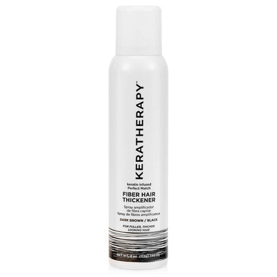 Keratherapy fiber hair thickener dark brown bottle on a white background
